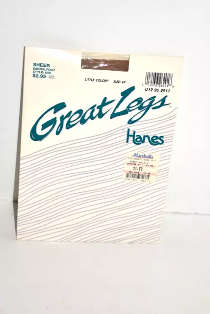 Hanes Great Legs Sheer Sandalfoot Little Color Size EF Style 690 Pantyhose NEW