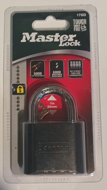 Master Lock Set-Your-Own Combination Padlock, Die-Cast, Black #178D,No 178D