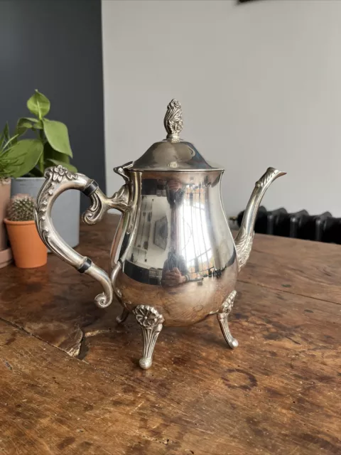 Mint Branded Silver Plate Tea Coffee Pot - Vintage Tea Service With Feet +Detail 3