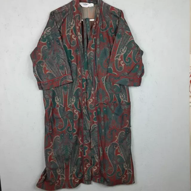 Vinyage Hemingway Point Robe Mens Red Green Paisley One Size 36-46 Lightweight