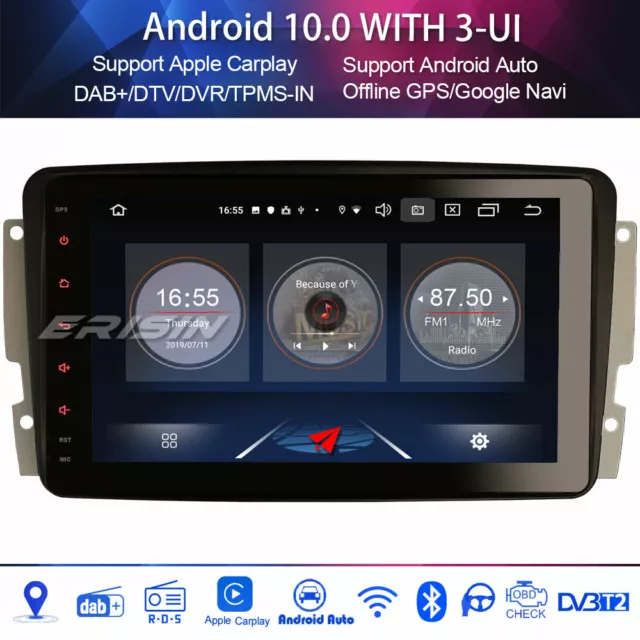 DAB+Android 10.0 AUTORADIO NAVIGATORE MERCEDES BENZ CLASSE C/CLK/G W203 W209 DVB