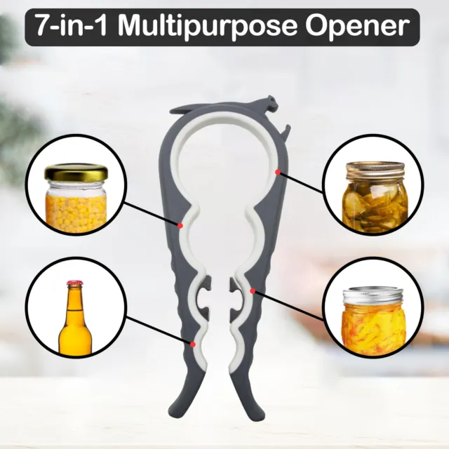 7 In 1 Bottle Jar Opener Can Lid Ring Multi-Purpose Arthritis Bottle Top Opener