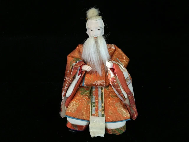 J0517 Japanese HINA Doll KIMONO Old Man Statue Vintage Okimono Interior