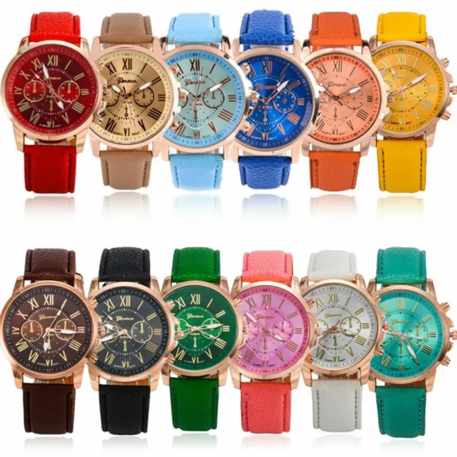 Women Girl Watch Geneva Smart Leather Fashion Wrist Watch Analogue Quartz Gift