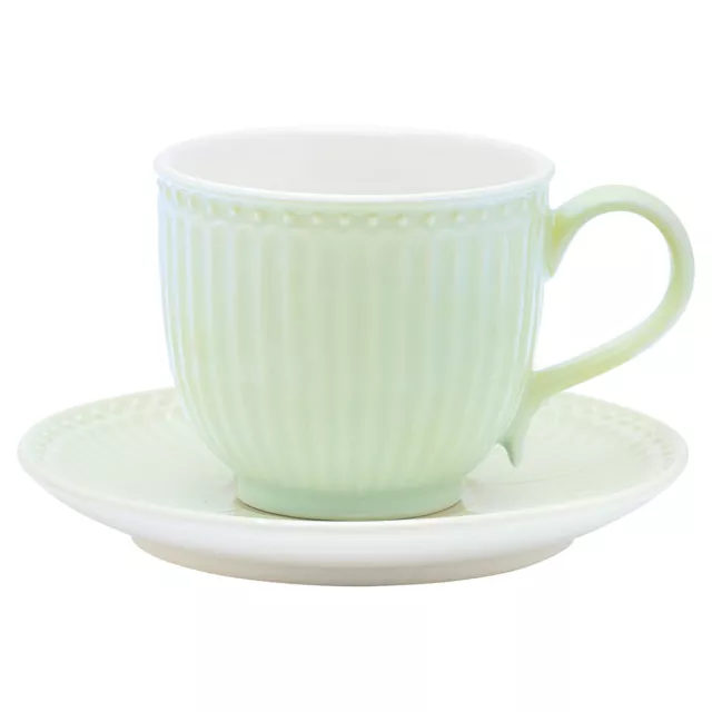 Greengate Taza con Platillo Alice Verde Taza de Café Everyday Pálido Verde