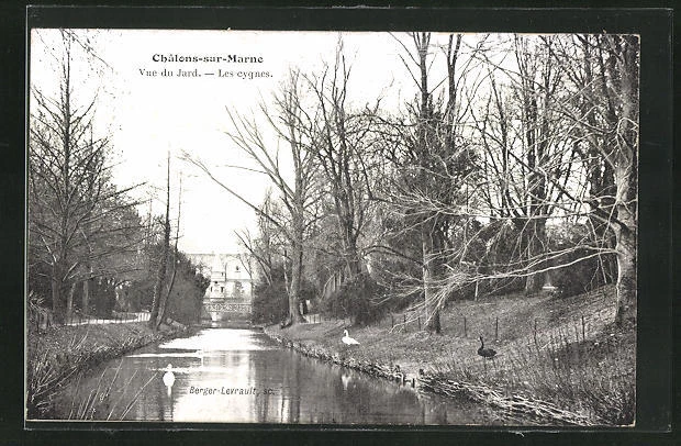 CPA Chalons-sur-Marne, Vue du Jard, les cygnes