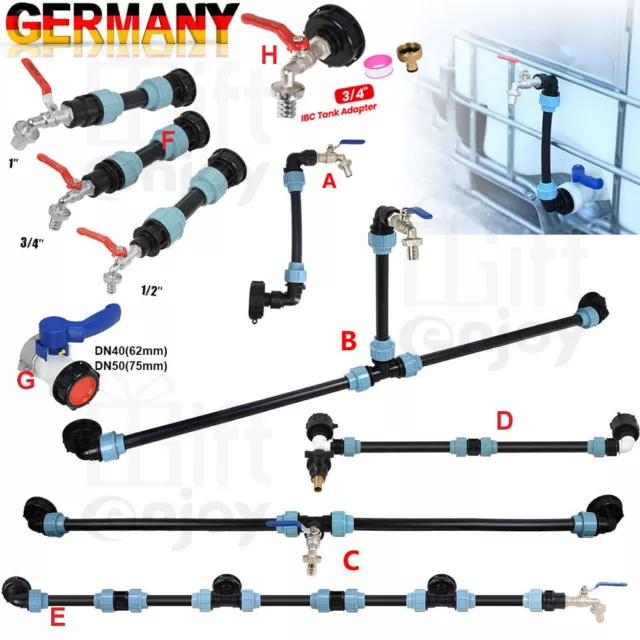 IBC Schwanenhals Verbindungsset 2-3 Tanks Container Adapter Zubehör Auslaufhahn