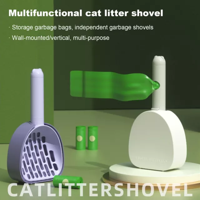 Litter Garbage Shovel for Cat Scoop with Bag Storage Efficient