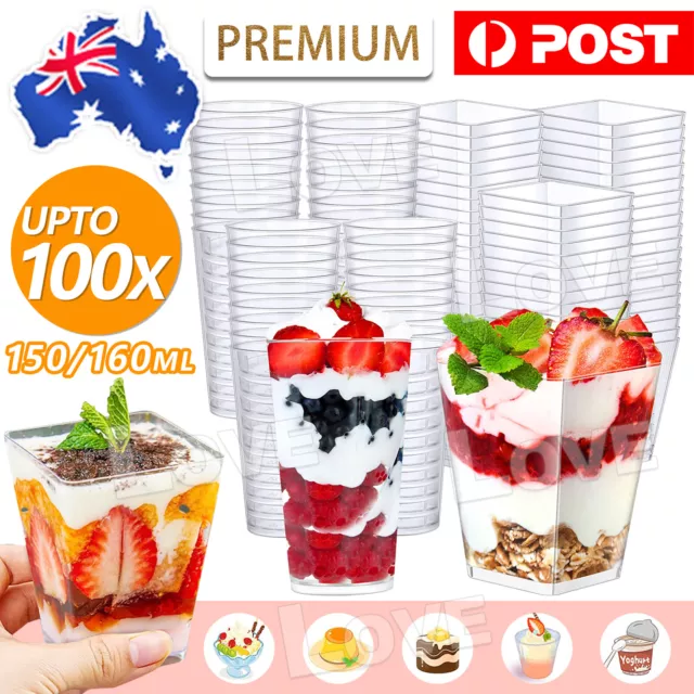 Upto 100x Mousse Cake Dessert Cups Clear Plastic Sample Drink Wine Jelly Tumbler