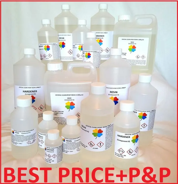 EPOXY RESIN KIT CRYSTAL CLEAR UV RESISTANT ODOURLESS 250g - 1.5kg NON TOXIC