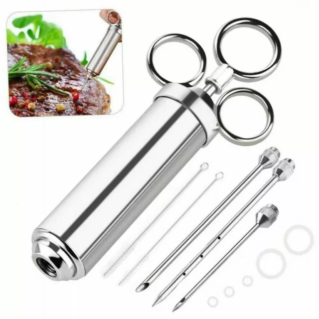 Stainless Steel Needle Meat Injector Marinade Syringe Turkey Cook Thanksgiving