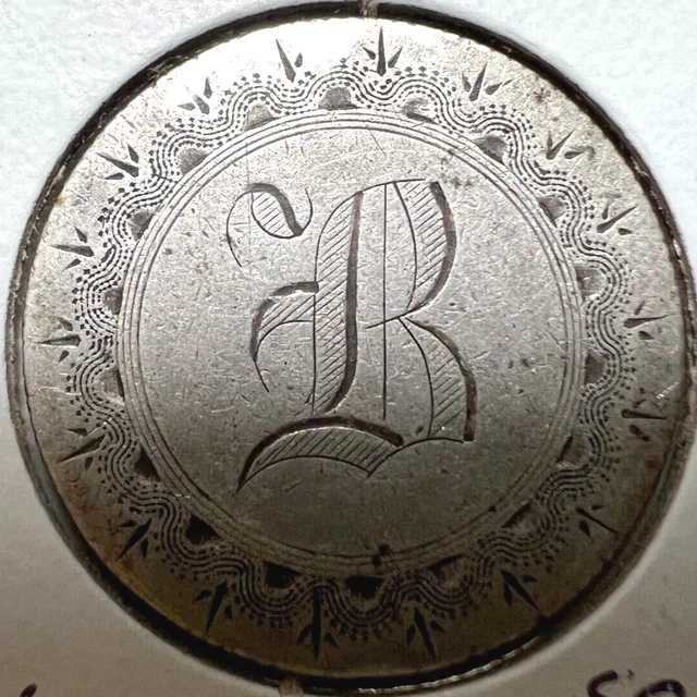 LOVE TOKEN COLLECTABLE: 1857 Seated Liberty Quarter Engraved "B" COBM-542