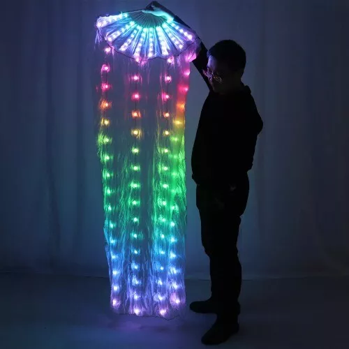 New Belly Dance LED Silk Fan Veil Colorful Stage Props Performance Accessories