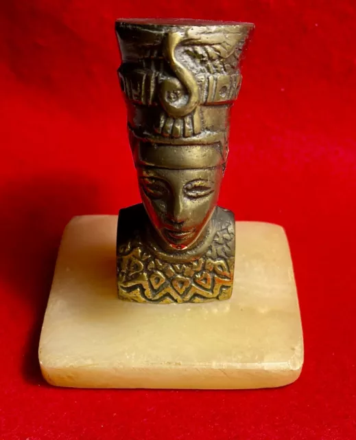 Antique Egyptian Queen Nefertiti Statue - Solid Bronze on Marble Base -Valuable