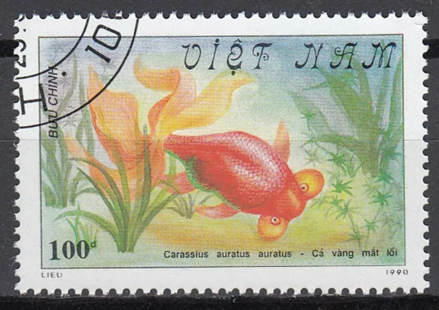 Vietnam Viet Nam Briefmarke gestempelt Goldfisch Fisch Haustier Tierwelt / 476