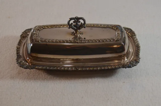 Vintage Silver Butter Dish With Glass Insert