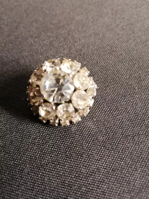 Broche Fantaisie En Strass Blanc Superbe