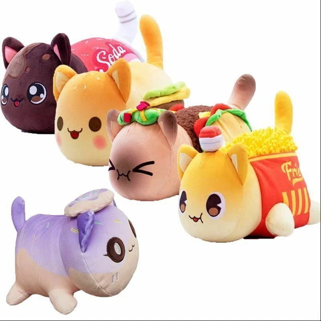 Meemeows Food Cat Plush Toy Cute Aphmau Plush Doll Donut Burger Stuffed