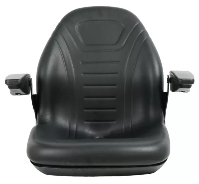 Universal Tractor Seat and Compact High Back Mower Seat with Armrest. Black.