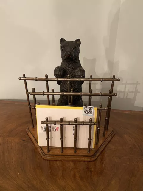 Antique Carved Swiss Black Forest Bear Letter Holder Late 19th C. , CH. H. Schuh