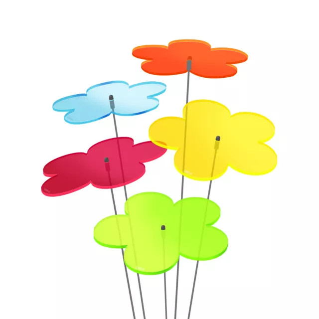 5 Stück SUNPLAY Sonnenfänger Ø10cm Suncatcher Gartenstecker Blumen FARBMIX