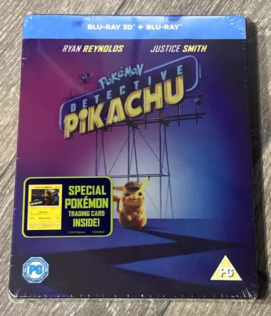 Pokemon Detective Pikachu 3D 2-Discs Bluray UK Steelbook & Trading Card NEW