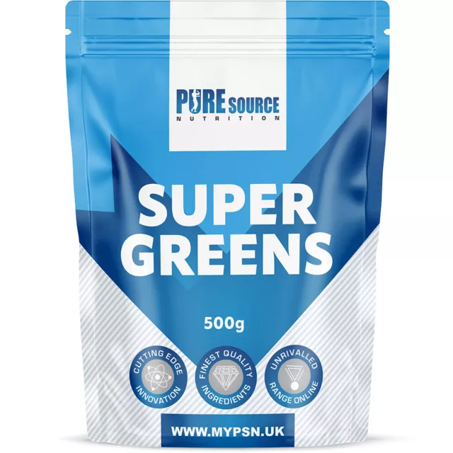 PSN Super Greens Powder 500g - 18+ Super Foods Spirulina Chlorella Barley Grass