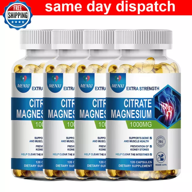 Magnesium Citrate Capsules 1000mg Per Serving - Highest Potency Capsules 120Caps