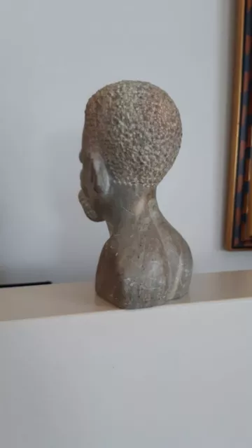 Stone Hand-Carved South African Sculpture Of Head And Shoulders 3