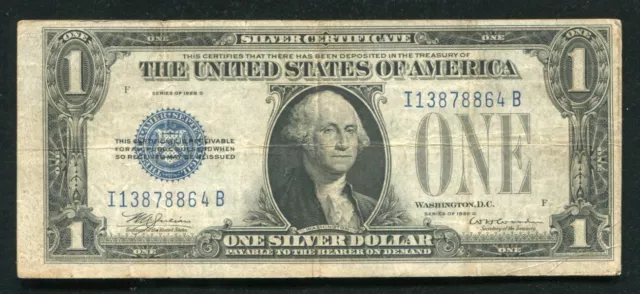 Fr. 1604 1928-D $1 One Dollar "Funnyback" Silver Certificate “I-B Block” Scarce