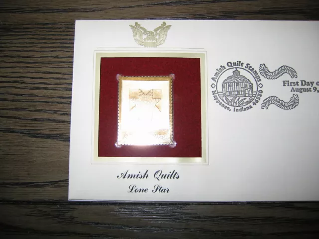 2001 Amish Quilts Lone Star Replica Gold Golden Cover Stamp