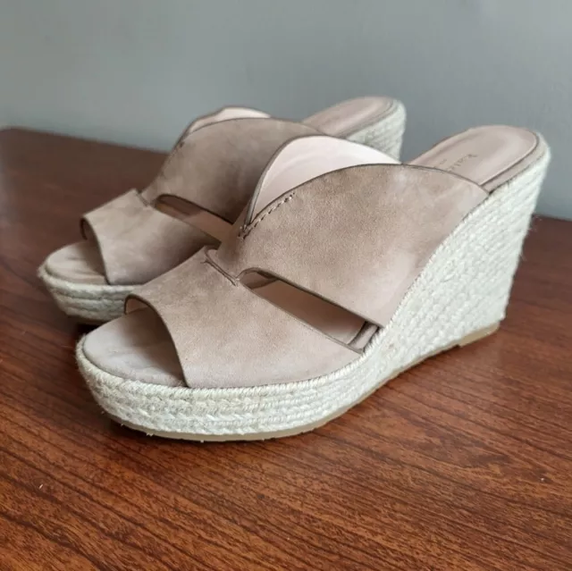 Kate Spade Tropez Leather Wedges Espadrilles Sandals Tan Almond(7.5)