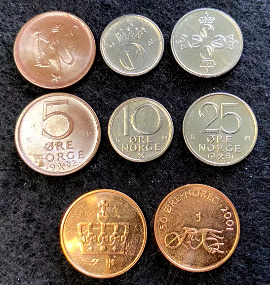 Norway 4 Coins Set 5, 10, 25, 50 Ore UNC World Coins