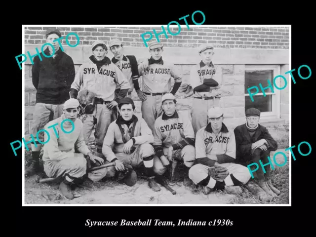 OLD LARGE HISTORIC PHOTO OF SYRACUSE INDIANA  THE TOWN BASEBALL TEAM c1930