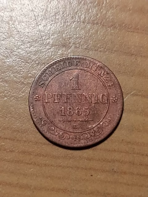 Deutschland Sachsen Johann 1 Pfennig 1865 B