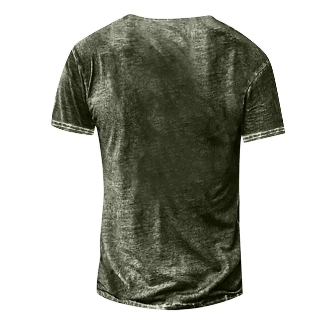 Vintage da Uomo Manica Corta T-Shirt Casual Largo V Bottoni Collo Top Muscolo 3