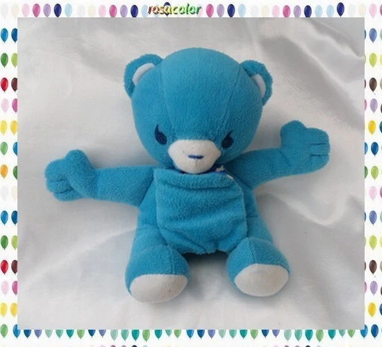 Doudou Peluche Ours Assis Bleu Blanc Livre Nestlé