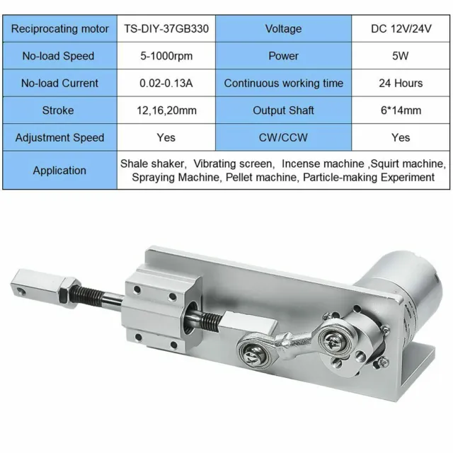 Linear Actuator DC 12V 24V Stroke 20mm Adjustable DIY Reciprocating Cycle Motor