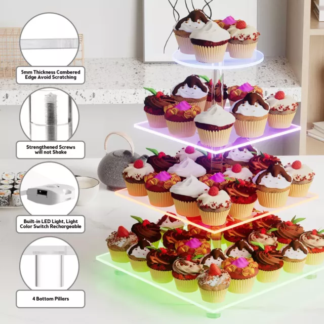 High-end Acrylic Cupcake Stand Display Wedding Party 3/4 Tier Cup Cake Holder UK