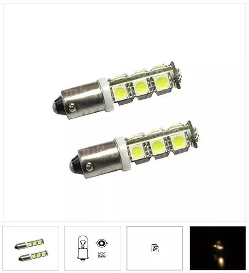 2 x LED Light Bulbs LED77 BA9S-13SMD 1210,12V,White