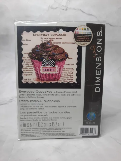 Dimensions Stamped Cross Stitch Kit Everyday Cupcake 70-65123  6x6