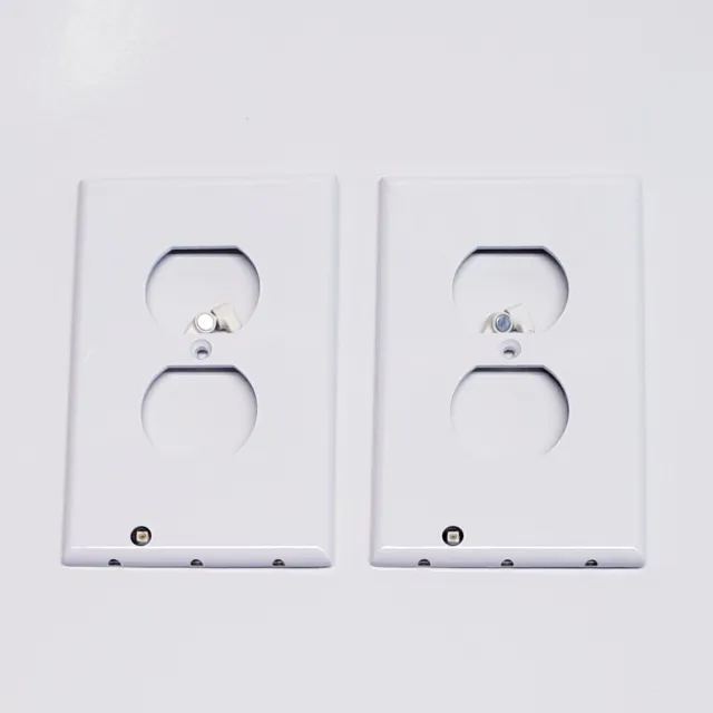 2Ct LED Night Light Duplex Outlet Plate Wall Cover-Easy Install-White-USA SELLER