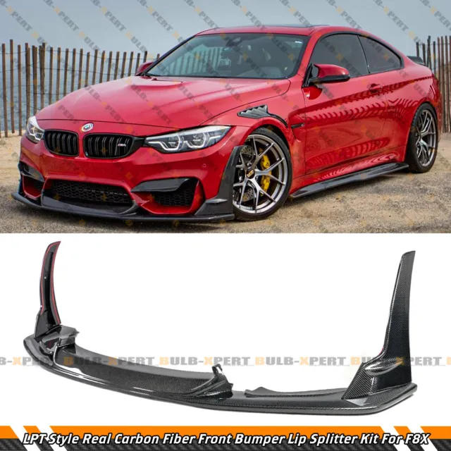 LPT Style Carbon Fiber Front Bumper Lip Splitter For 15-19 BMW F80 M3 F82 F83 M4