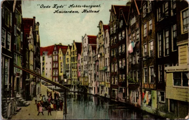"Oude Eyds" Achterburgwal, Amsterdam, Holland, Vintage Postcard