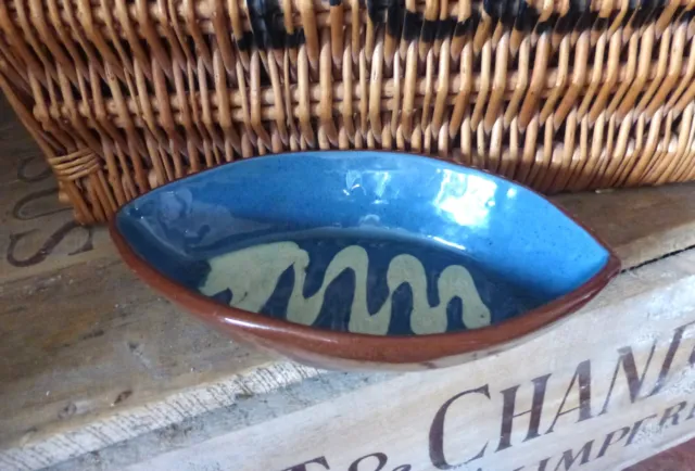 Vintage Handmade Studio Pottery Terracotta Slipware Star Mark  Dish Bowl 1960's