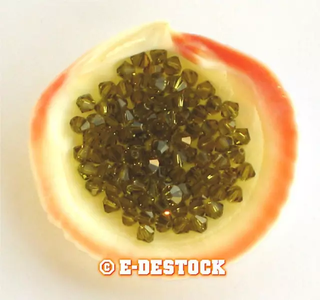 25 Perles Toupies 4mm cristal Swarovski - KHAKI (KAKI)