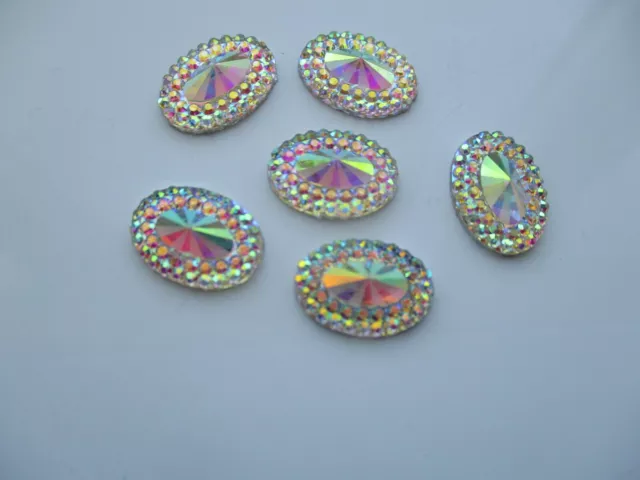 Oval Shape AB Crystal Rhinestone Flat Back Crystal Stone Resin