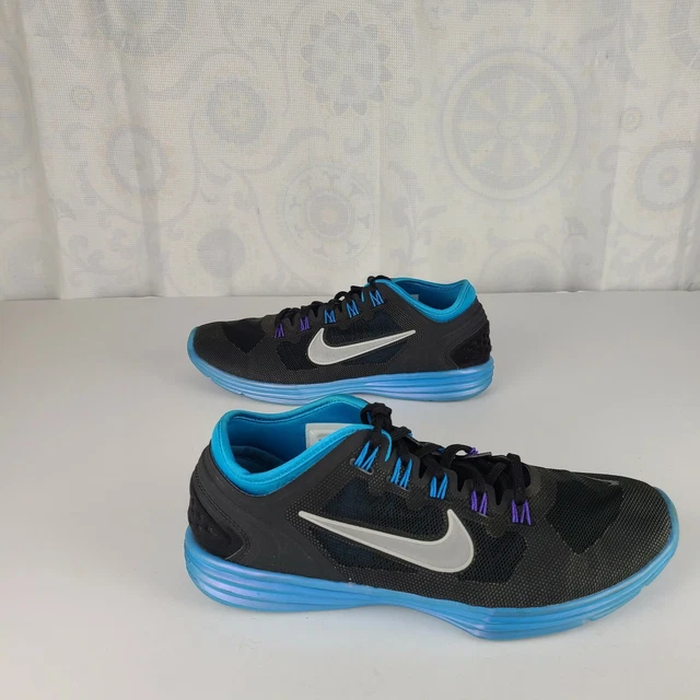 Nike Lunar Hyperworkout + Black Blue Sneakers Women's Sz 8.5 EUC