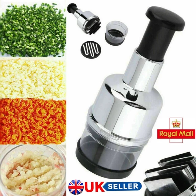 Manual Hand Press Garlic Onion Vegetable Food Chopper Cutter Processor Dicer UK