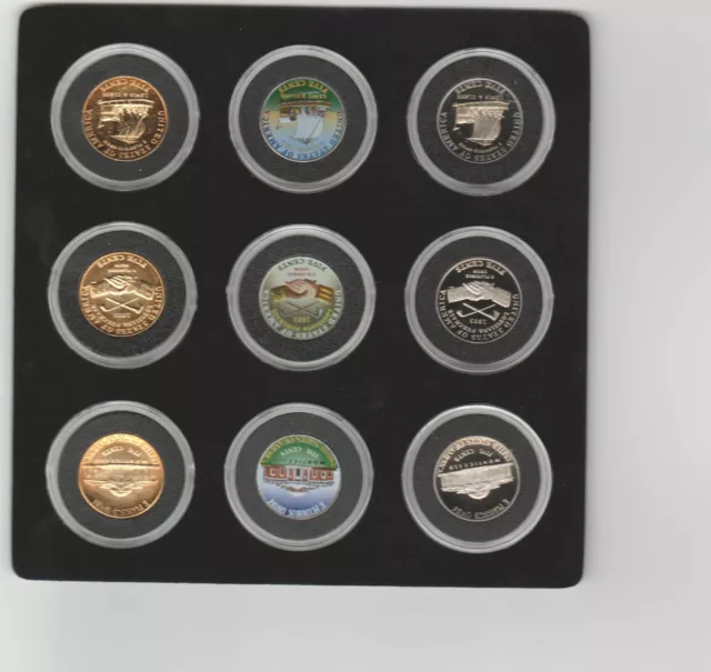 Set of 9 2003-2004 Deluxe Nickel set Gold Plated & Colorized & Proof